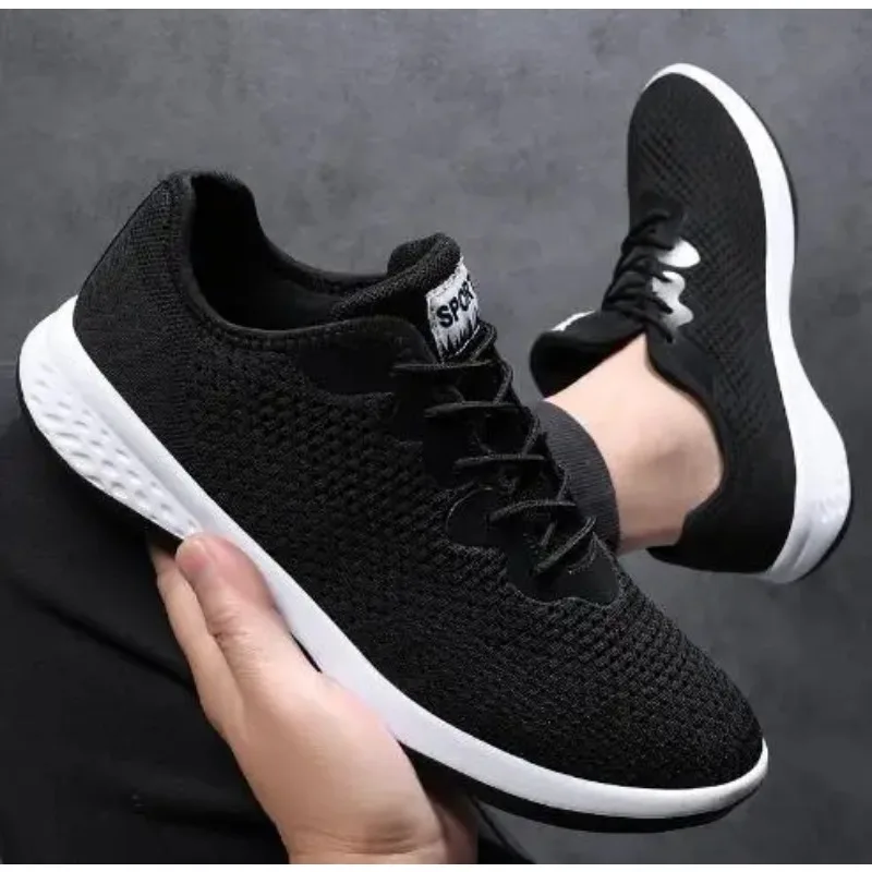 2024 Breathable Sports Shoes Men Fashionable New Outdoor Casual Mesh Shoes Male Solid Color Lace Up Lithe Sneakers Spring Summer