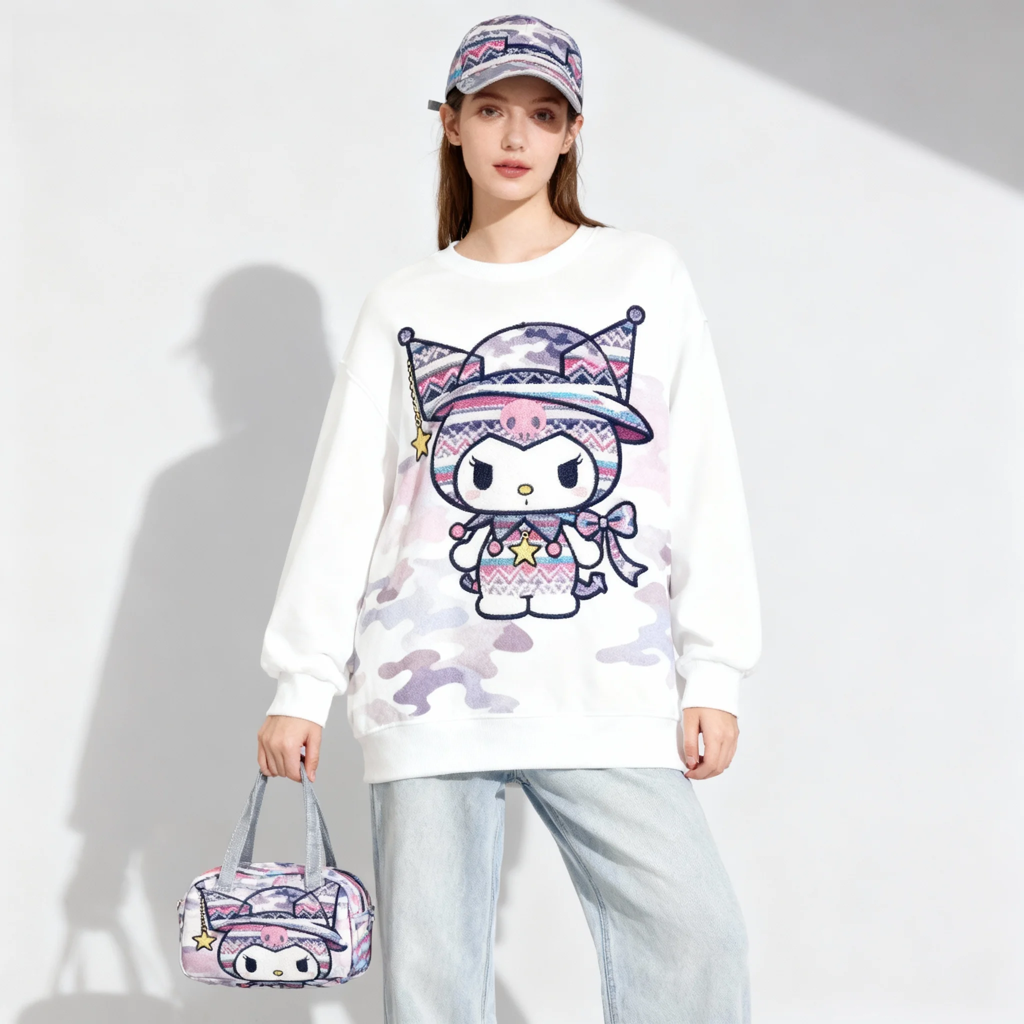 سترة بغطاء للرأس من سلسلة كورومي الشهيرة لعائلة سانريو حلوة ورائعة لحفلات عيد الميلاد كبيرة جدًا للنساء البالغات للخريف/الشتاء #3