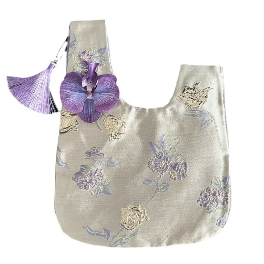

Small Item Pouch Tassel Knot Wrist Bag Storage Bags Cosmetic Bag New Chinese Style Handbag Flower Pendant Lunch Bag