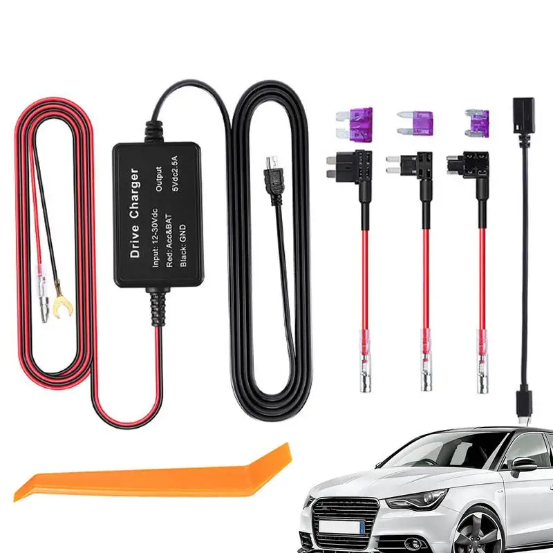 

10.5ft 12V-24V To 5V DashCam Cable Car Camera Hardwire Kit Line 24 Hour Parking Monitoring Charging For DashCam