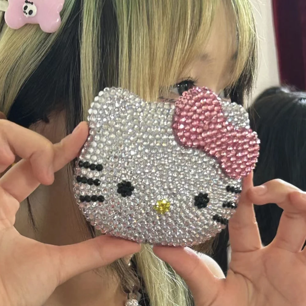 Shiny Sticking Diamond Makeup Mirror Cartoon Lovely Mini Mirrors And Combs Combination Portable Trendy Gift Room Decoration