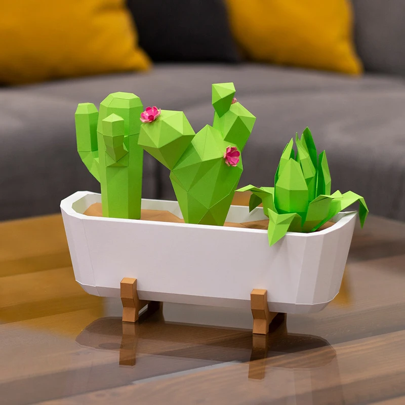 Succulent Plant Cactus Bonsai Paper Model Home Decor Desk Decoration Papercraft 3D DIY Puzzle Hand Made Creative Sculpture Props