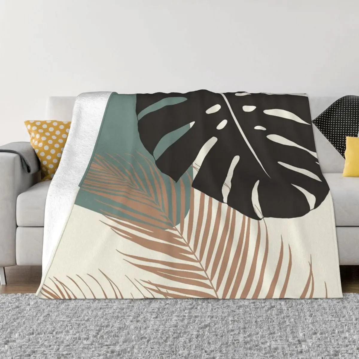 Minimal Monstera Palm Finesse 1 Tropical Quilt Knee Blanket Throw Blanket Thin Wadding Blanket Throw Blanket