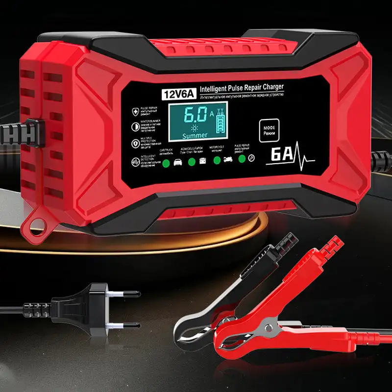 Auto Batterij Oplader 12V 6A Puls Reparatie LCD Display Smart Fast Charge AGM Deep Cycle GEL Lood-zuur Oplader voor Auto Motor