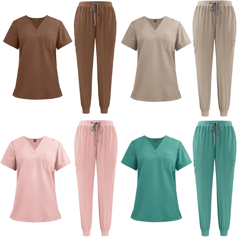 Multicolor Medical Uniforms Set Pet Hospital Doctor Scrubs Tops Pants Dental Clinic Nurse Workwear Short Sleeve Surgical Clothes