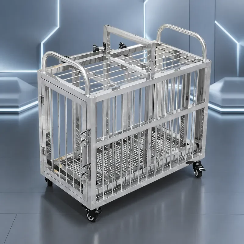 304 Stainless Steel Folding Dog Cage Square Tube Large Pet Kennel for Golden Retriever