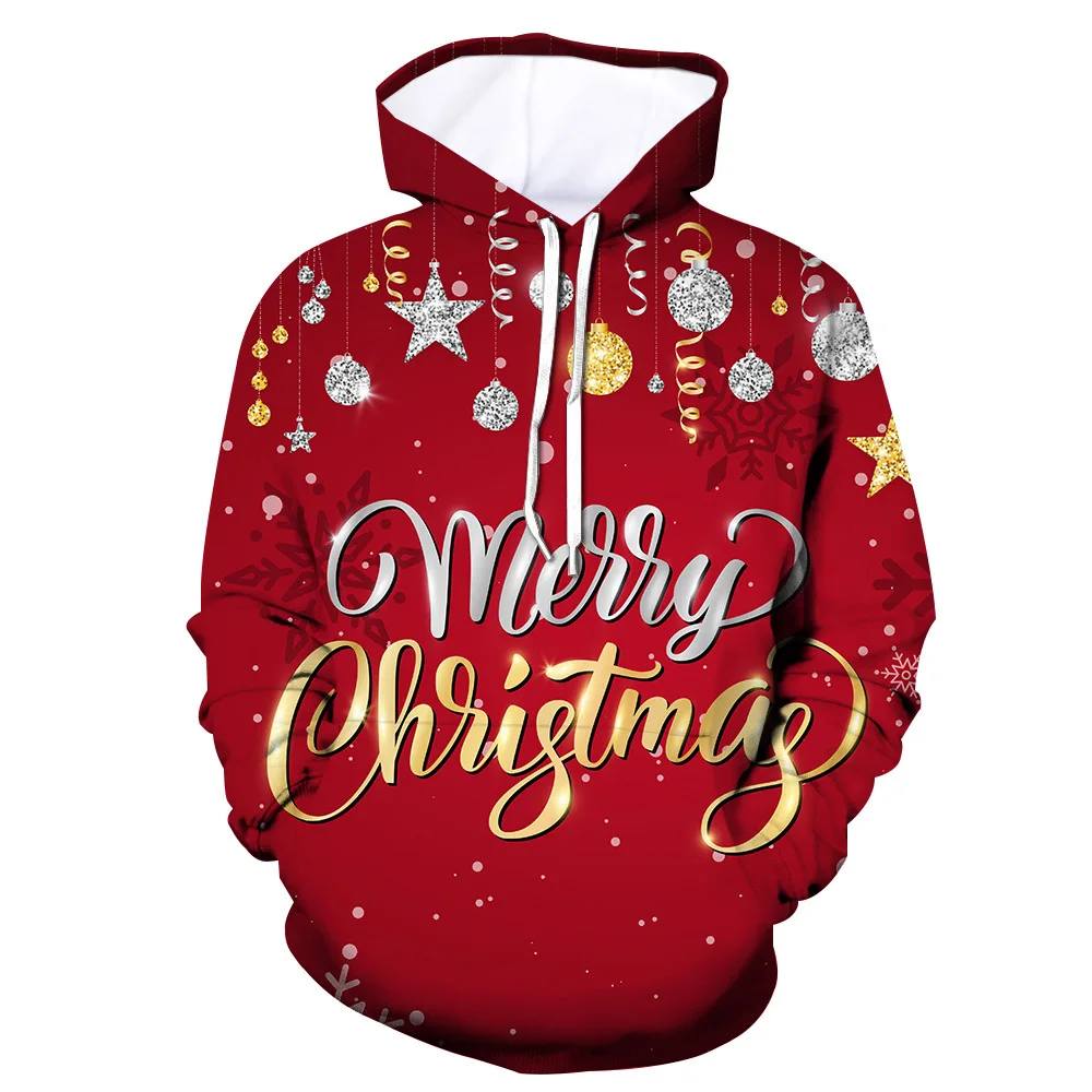 

Autumn and Winter Sweater Christmas Sweater Christmas Hat Saint Christmas Deer Digital Printing Hoodie Sweater Men and Women a01