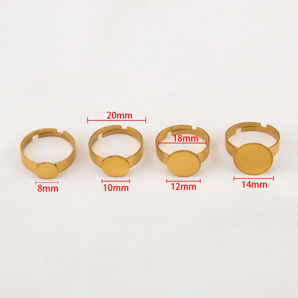 10pcs Stainless Steel Adjustable Ring Settings for DIY