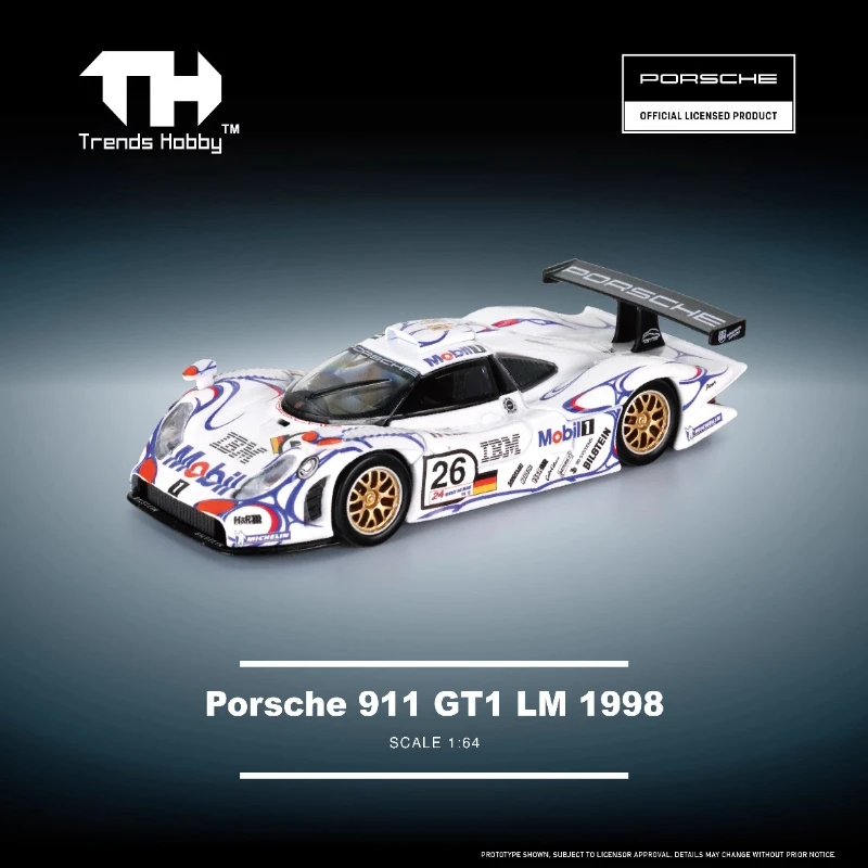Trends Hobby TH 1:64 Porsche 911 GT1 LM 1998 Alloy Car Model Exhibition Limited