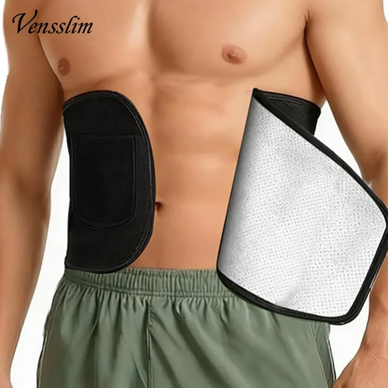 Vensslim Waist Trainer for Men Sweat Belt with Phone Pocket Tummy Control Body Shaper Wrap Lower Belly Sauna Trimmer Slim Band