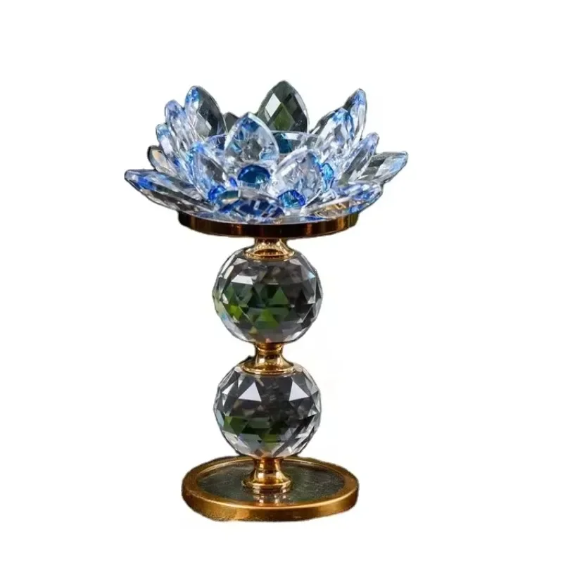 

Creative Crystal Lotus Butter Lamp Holder For Household Candle Holder Table Ornaments