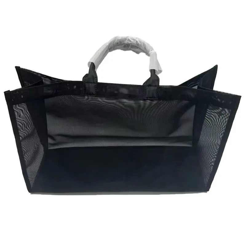 

2025 new fashion transparent mesh portable yoga fitness bag large pocket fast dry mesh beach mesh large capacity shoulder bag