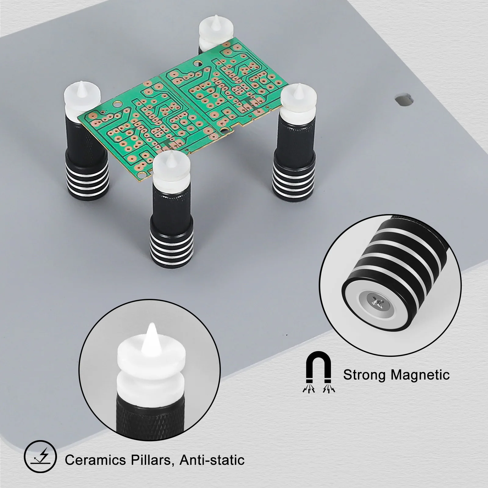 NEWACALOX Magnetic Base PCB Fixed Clip Adjustable Circuit Board Repair Holder Metal Spring Tube Soldering Third Hand Tool