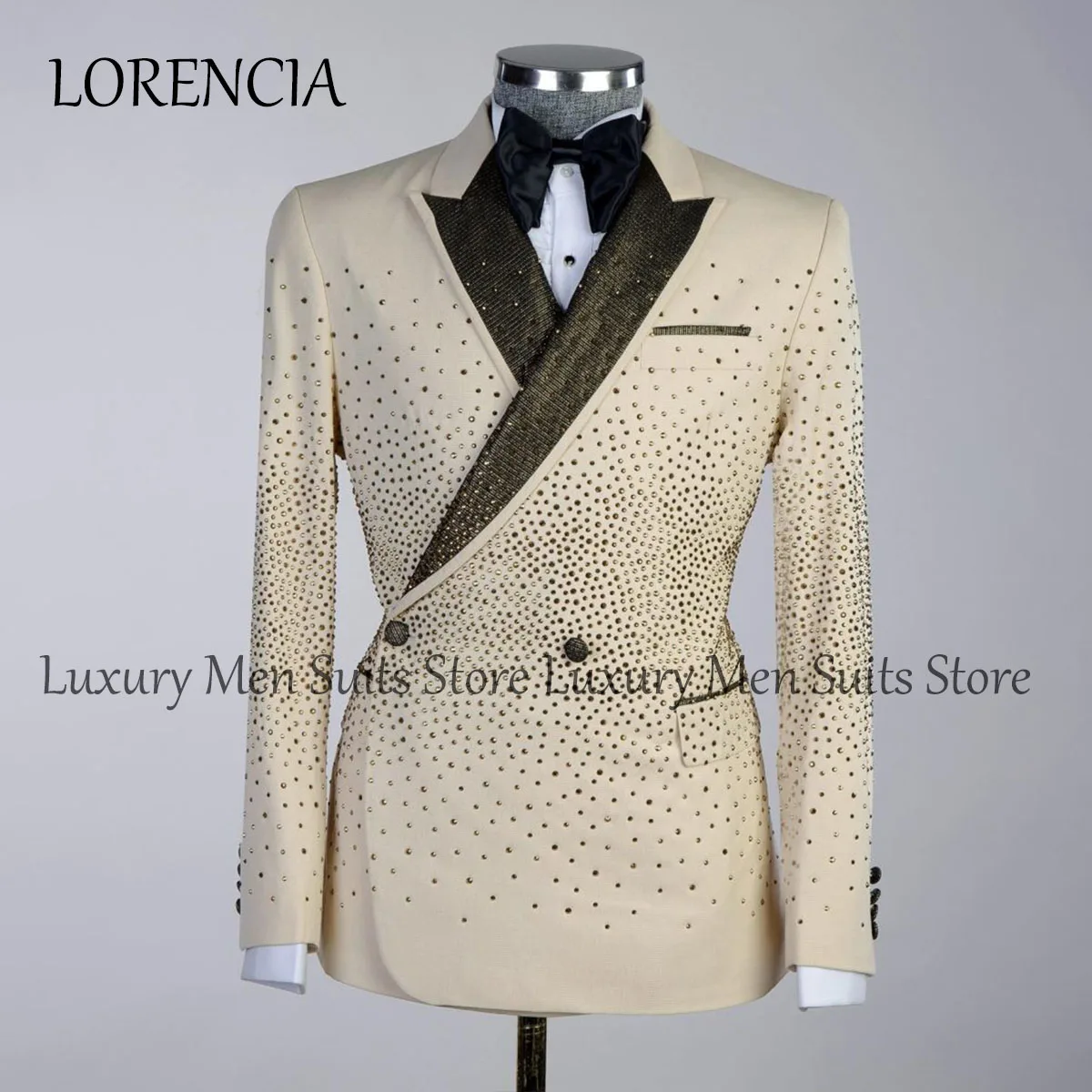 Sparkly Embroidered Jewelry Tuxedos Men Suits 2 Pieces Shawl Lapel Groom Wedding Male Suit Blazers Pants Outfit Dresswear