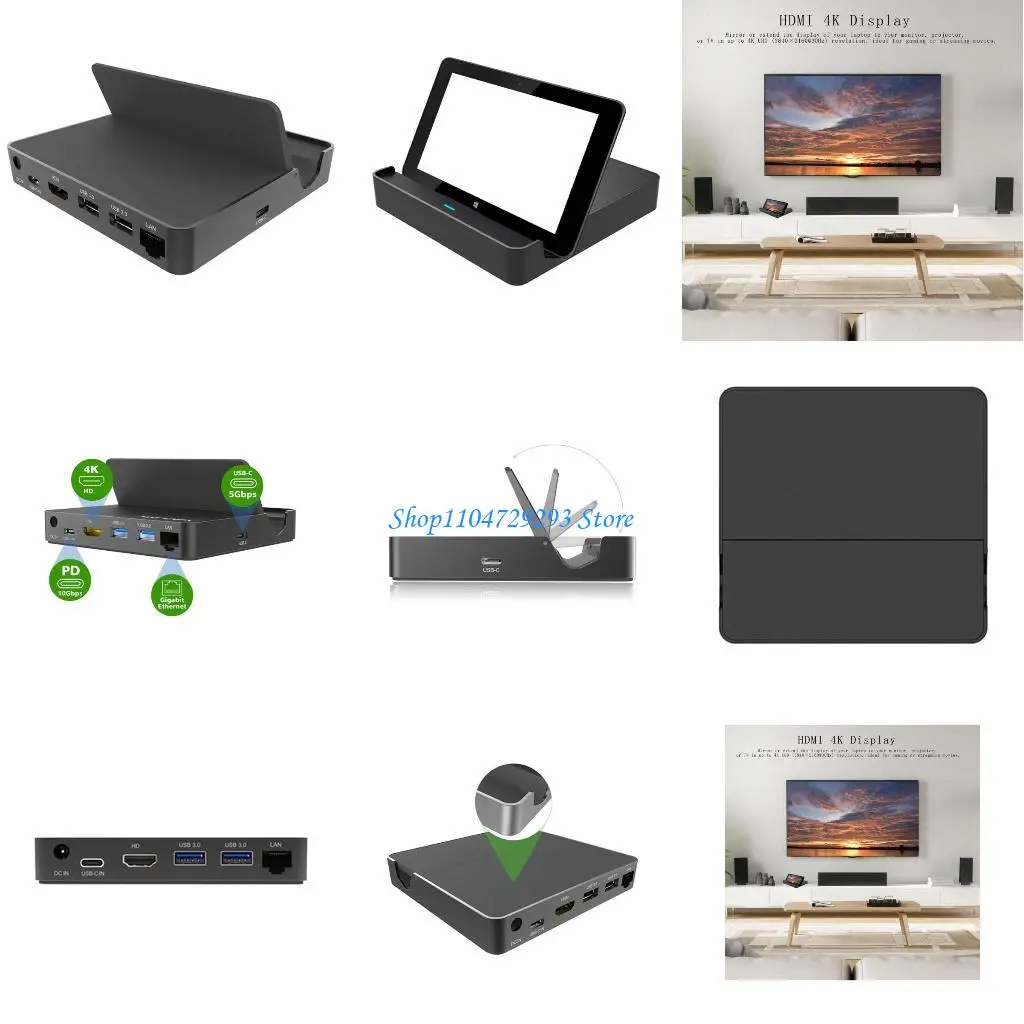 

Y2GD Док-станция USB C с HDMI-совместимым дисплеем 4K, Ethernet и функцией быстрой зарядки