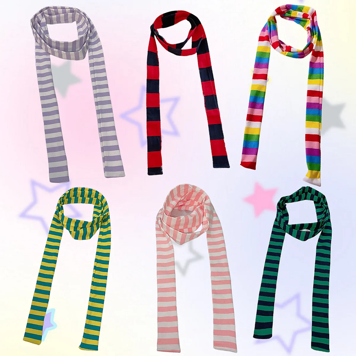Japanese fashion versatile striped Y2K millennial babes dopamine girl subculture fashion decorative styling thin scarf for women