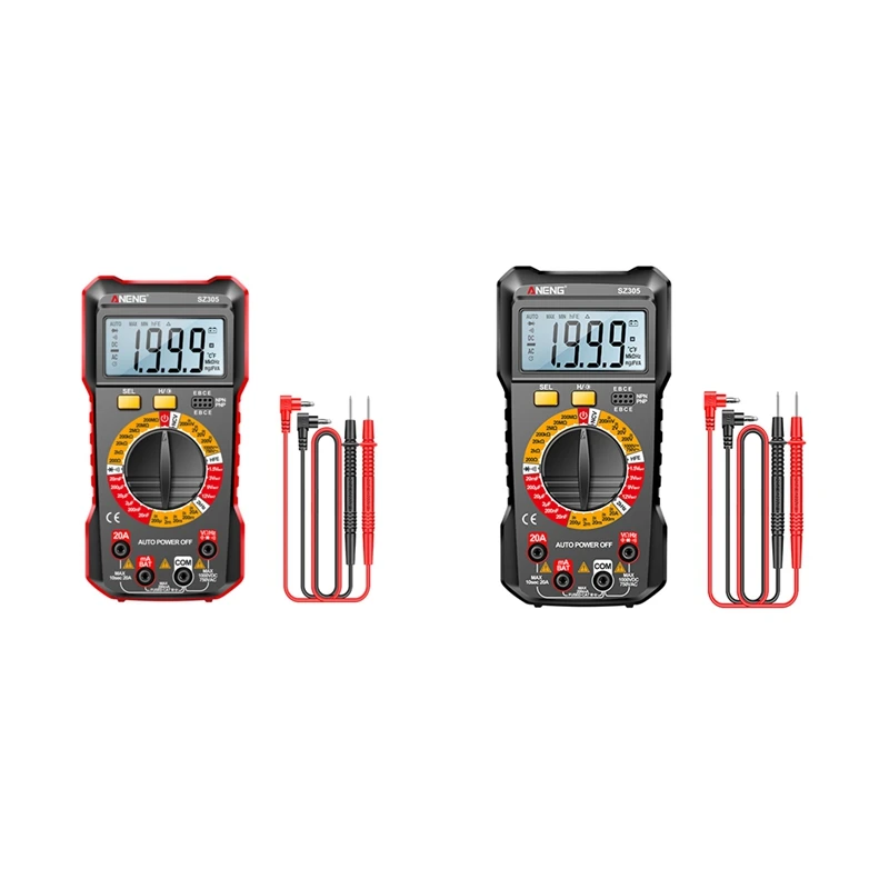 ANENG SZ305 1999 Counts Multimeter Capacitor Testers Smart Voltmeter AC/DC Voltage Current Resistance Ohm Test Tools Red