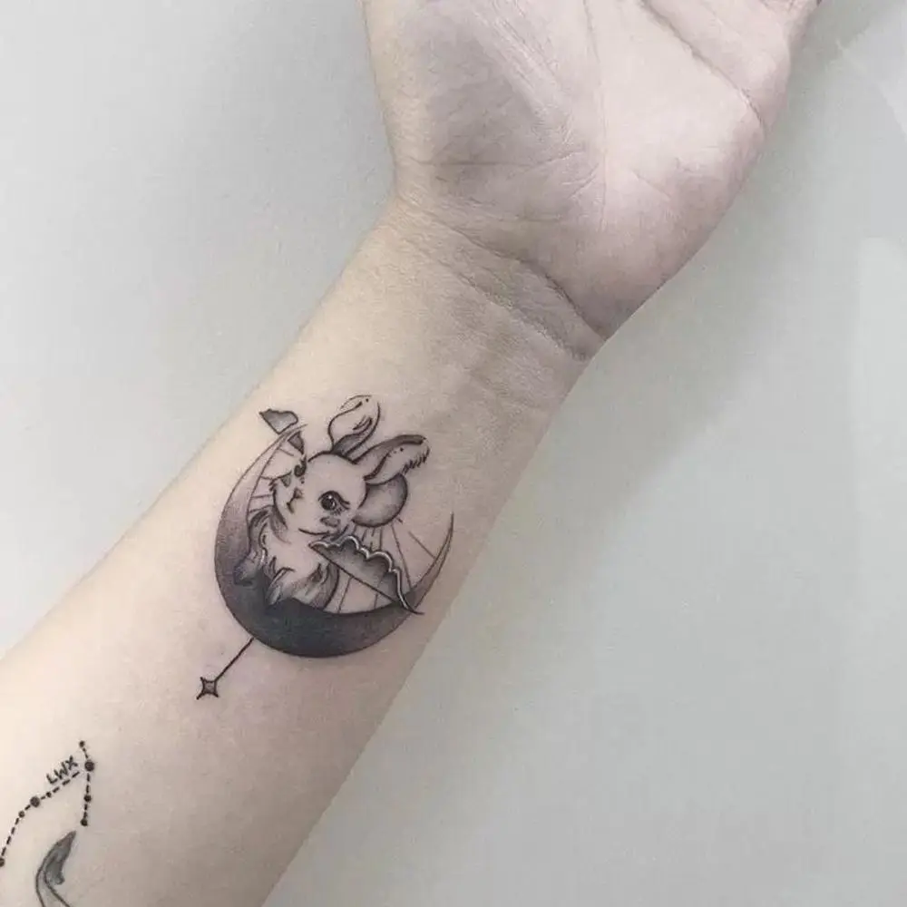 New Waterproof Tiger Moon Whale Pattern Temporary Tattoo Stickers Simulation Personality Male And Female Couples Tattoo Stickers - Detail 1