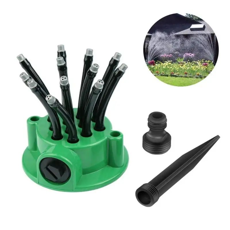 Automatic Garden Lawn Sprinkler Roof Cooling Sprinkler 360 Degree Garden Automatic Multi Head Sprinkler Adjustable Water Play