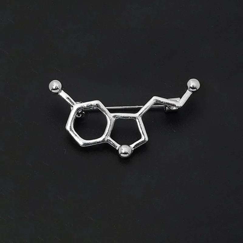 1Pc Funny Caffeine Adrenaline RNA ECG Molecule Structure Bag Brooch Pins Lapel Badge Students Kids Friends Jewelry Gift