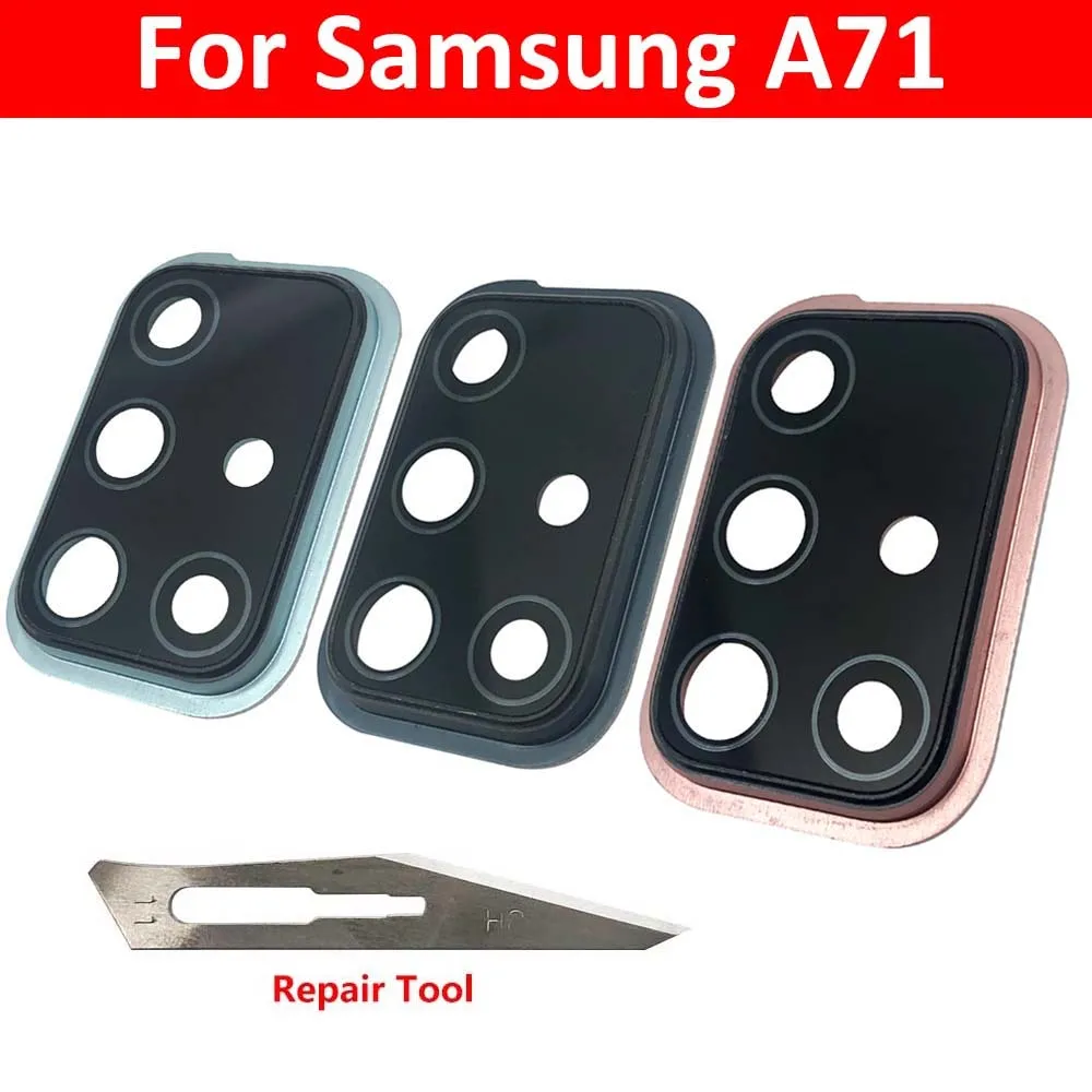 New For Samsung A71 A715 A715F Housing Back Rear Camera Glass Lens With Cover Frame Holder