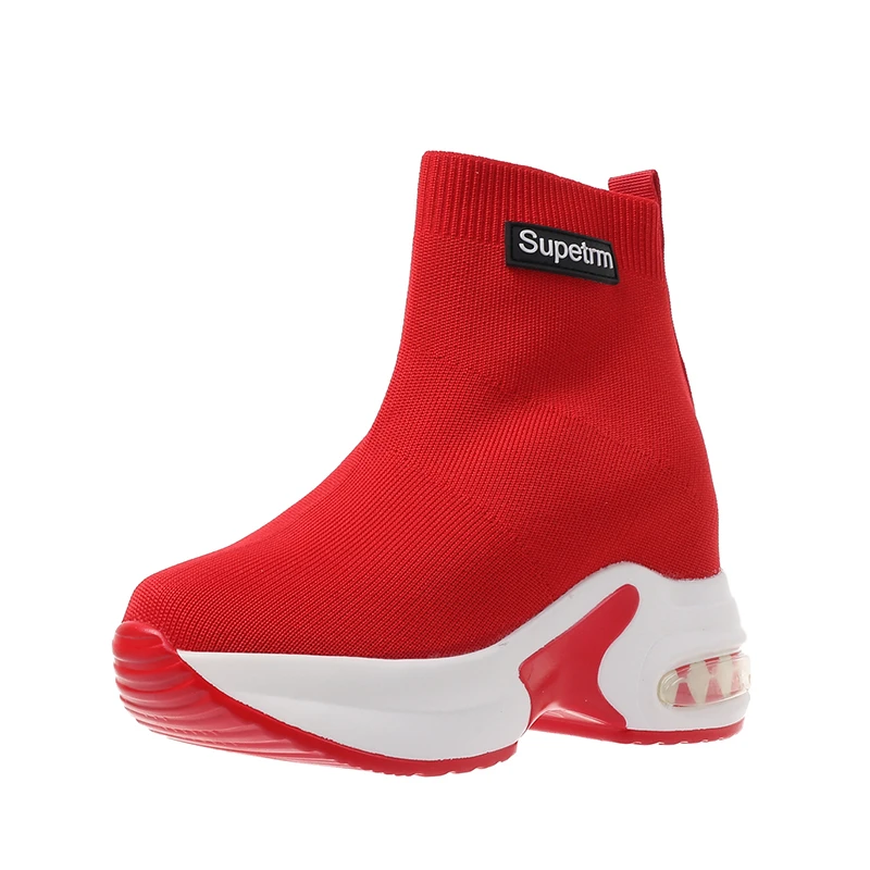 Scarpe da donna di nuova moda calzini stivali con altezza interna di 7.5CM nuovi stivali medi per il tempo libero sportivi in maglia elastica in