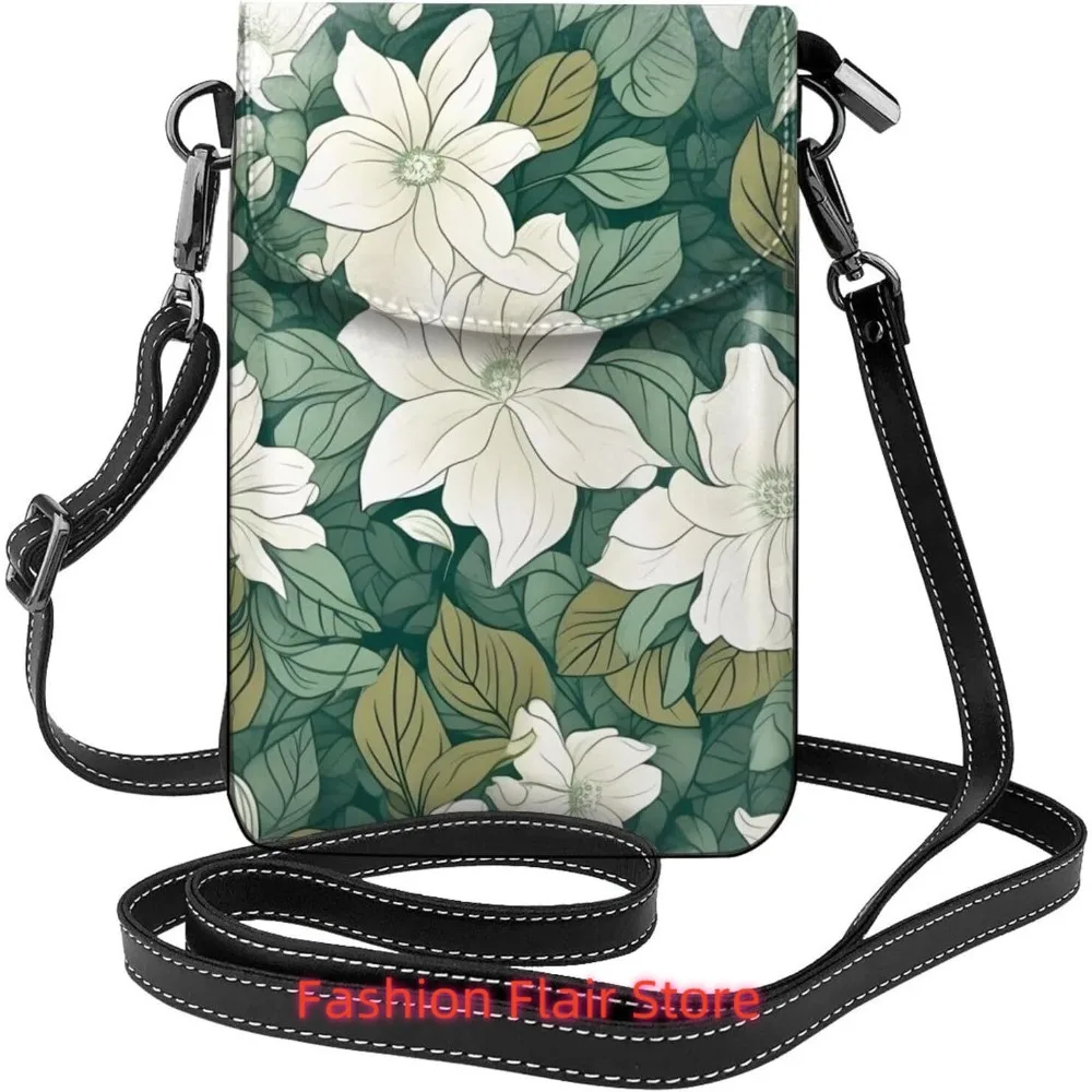 Cute Vintage Flower Crossbody Bag for Women PU Leather Small Travel Cell Phone Pouch Lightweight Mini Phone Purse Wallet Cross B