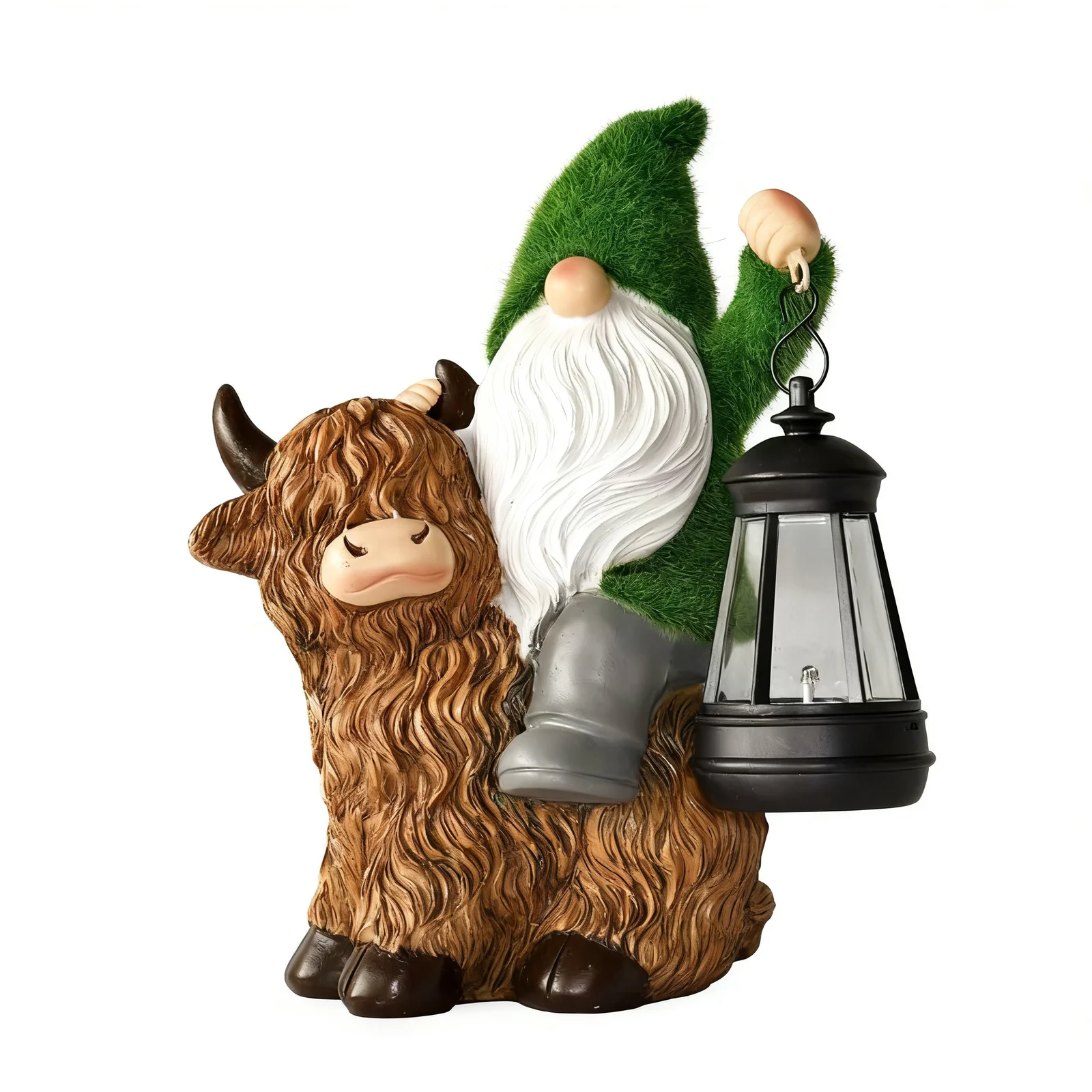 Solar Powered Gnome Statue Solar Lantern Resin Gnome Garden Outdoor Decor