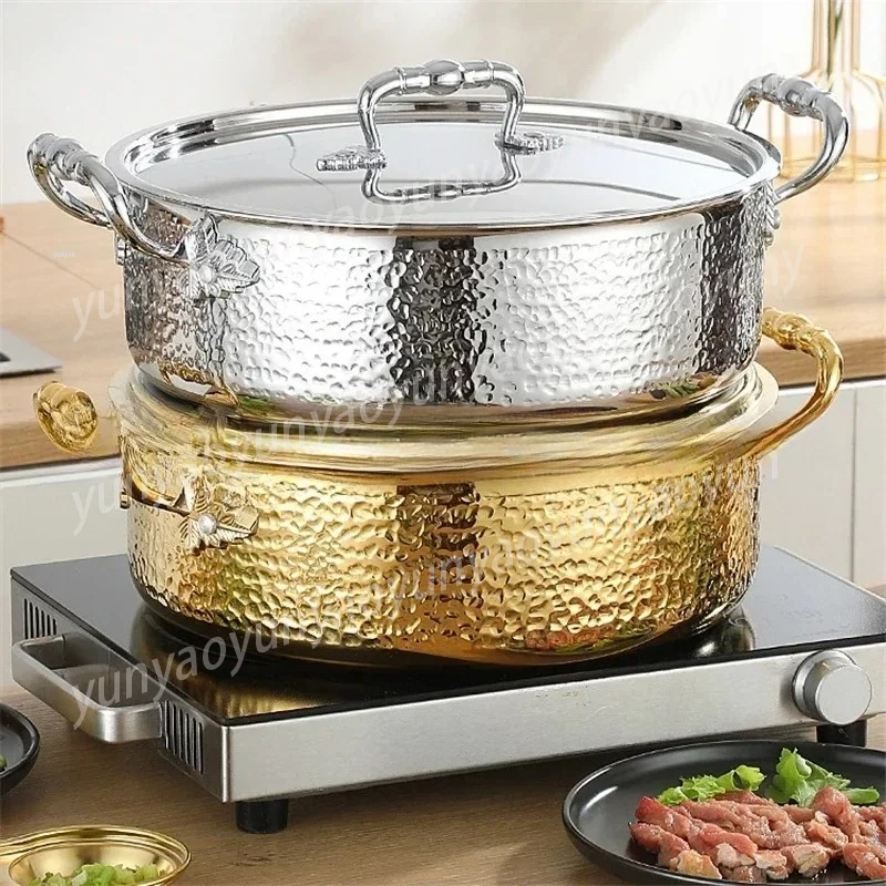 

304 Stainless Steel Hotpot 3-layer Steel Clear Soup Pot Commercial Double Flavor Hotpot
