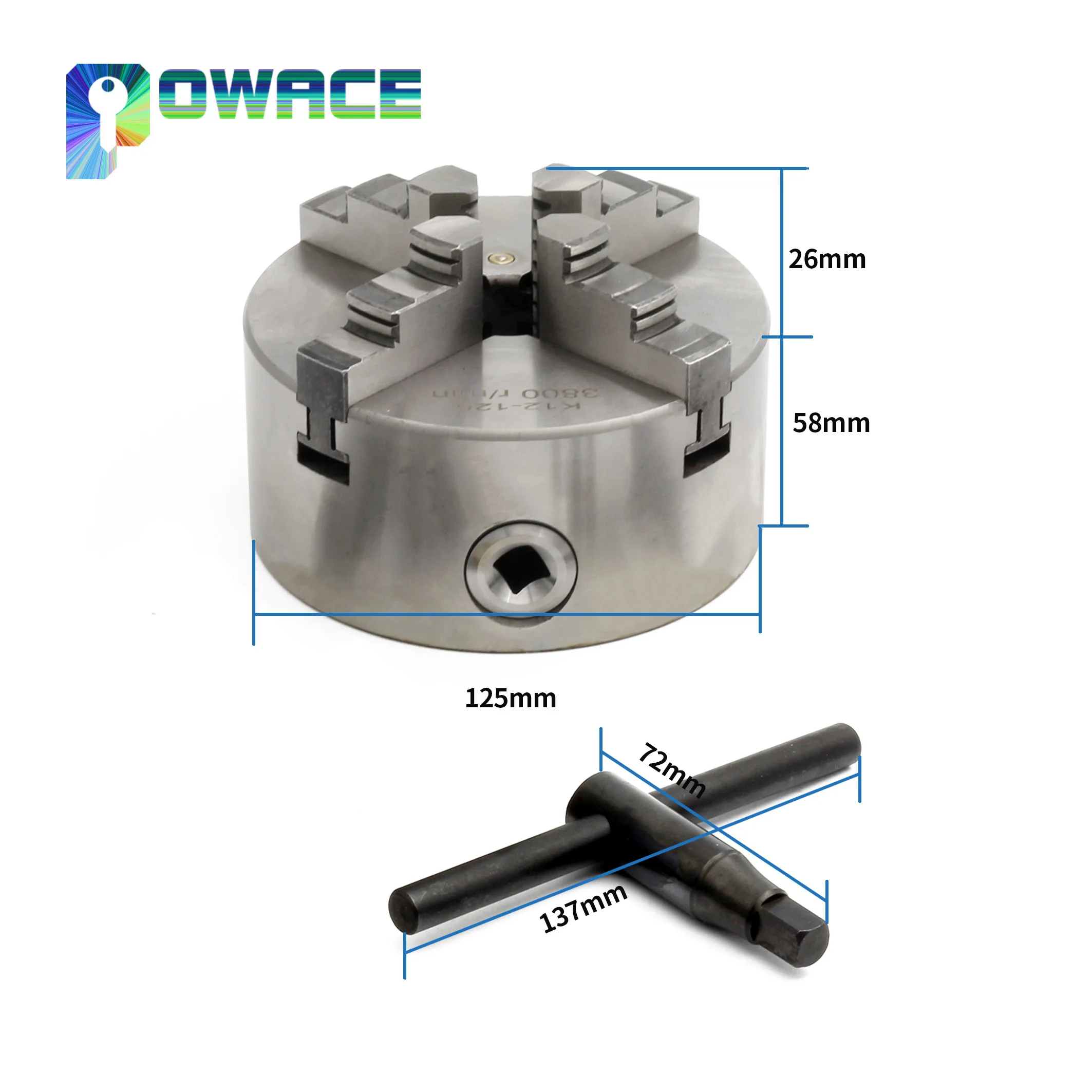 【EU US】3 4 Jaw Manual CNC lathe chuck self-centering K11-125mm Three Four Jaws K12-125mm K11-130mm K12-130mm