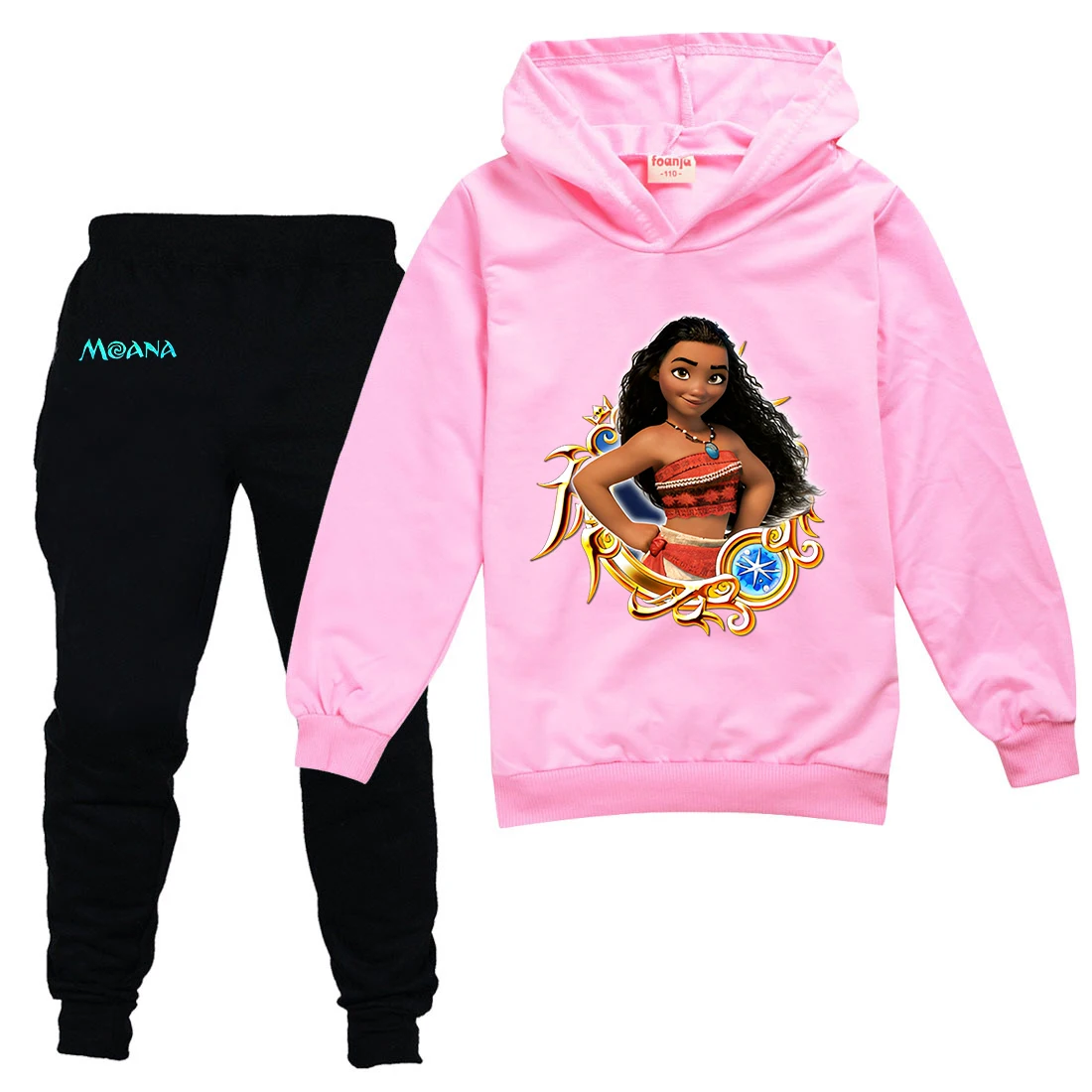 Moana-Conjuntos de ropa para niños y niñas, chándales de marca para niños, trajes deportivos para niños, sudaderas con capucha informales, Tops y pantalones para adolescentes, conjunto de 2 piezas