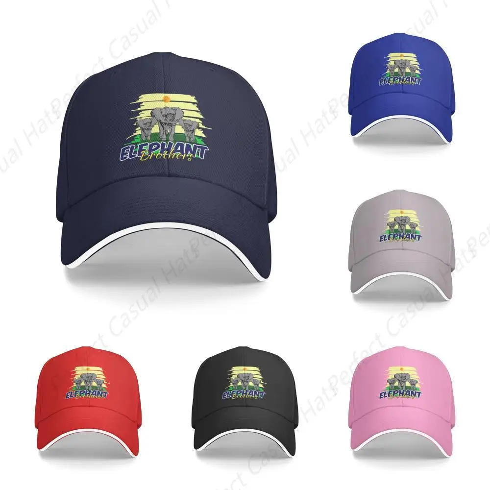 

High Quality Elephants Walking In The Grassland Caps Sandwich Cap Peaked Caps Trucker Hat Men Women Outdoor Sport Sun Visor