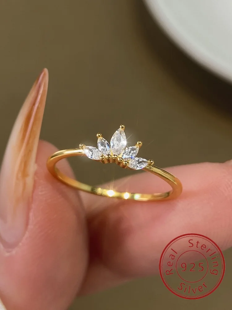 925 Sterling Silver Simplicity Classic Gorgeous Zircon Crown Ring For Women Engagement Wedding Luxury High Quality Fine Jewelry