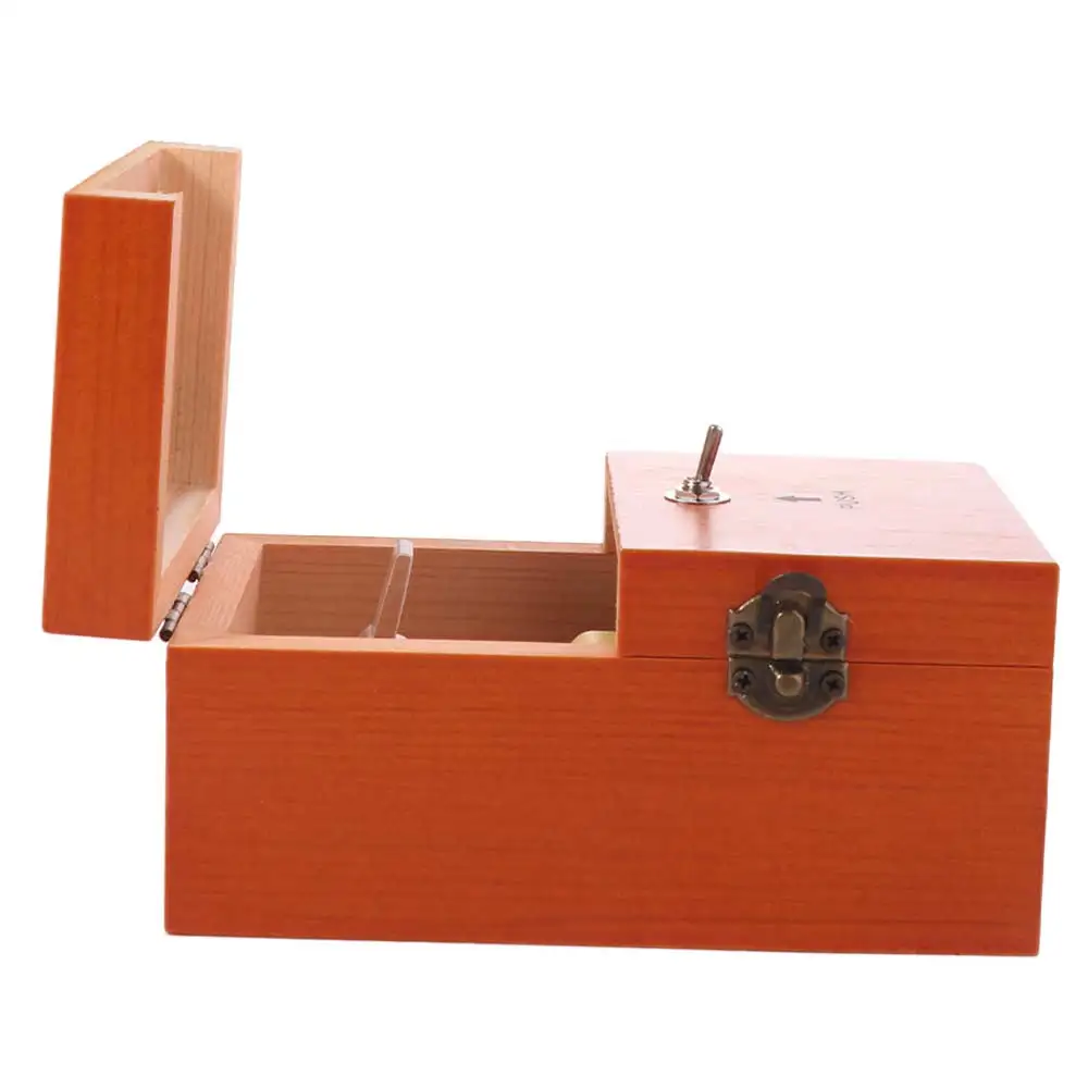 

Leave Me Alone Useless Box Wood Color Funny Electronic Useless Box Desk Decoration Home Decor Wooden Useless Box