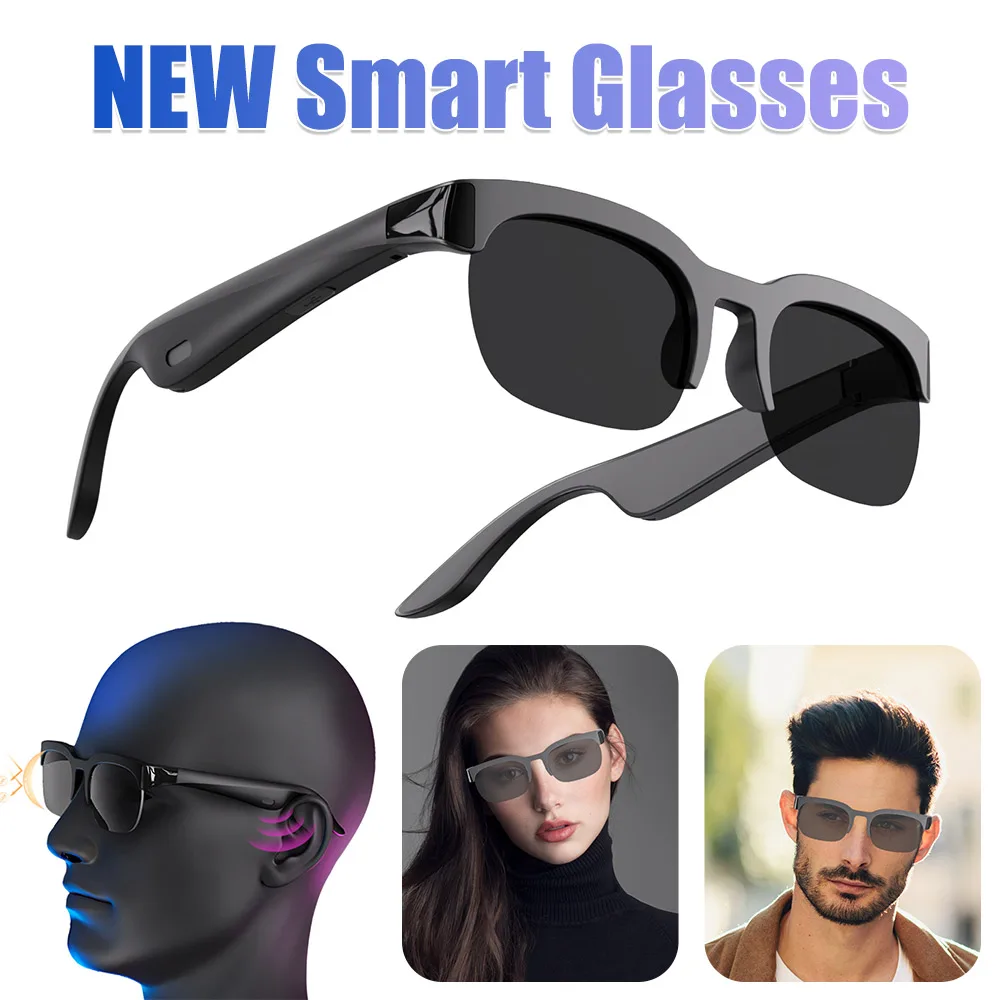 Gafas inteligentes con tecnología Bluetooth 6,0 y función de auriculares Micrófono incorporado para llamadas manos libres y disfrute de música