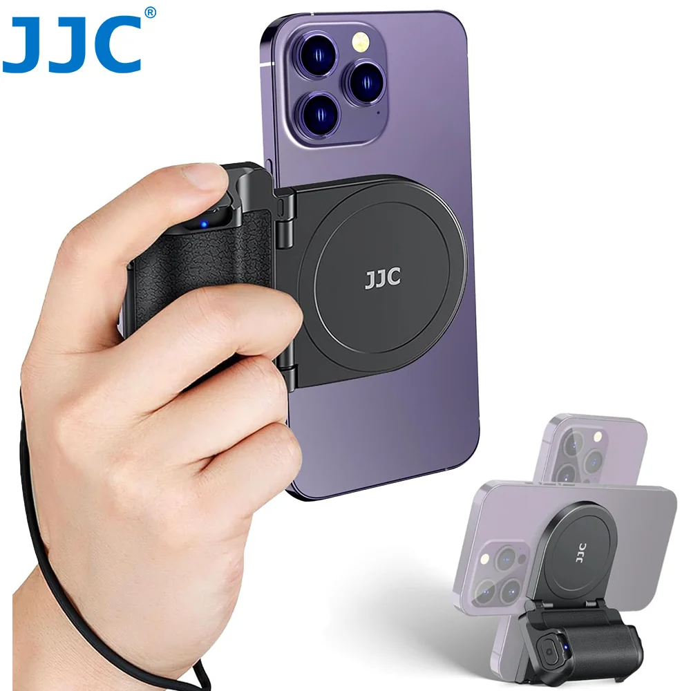 JJC Magnetic Smartphone Shooting Holder Phone Hand Grip Handle Snap On Phone Stand with Tripod Mount Wireless Shutter Remote