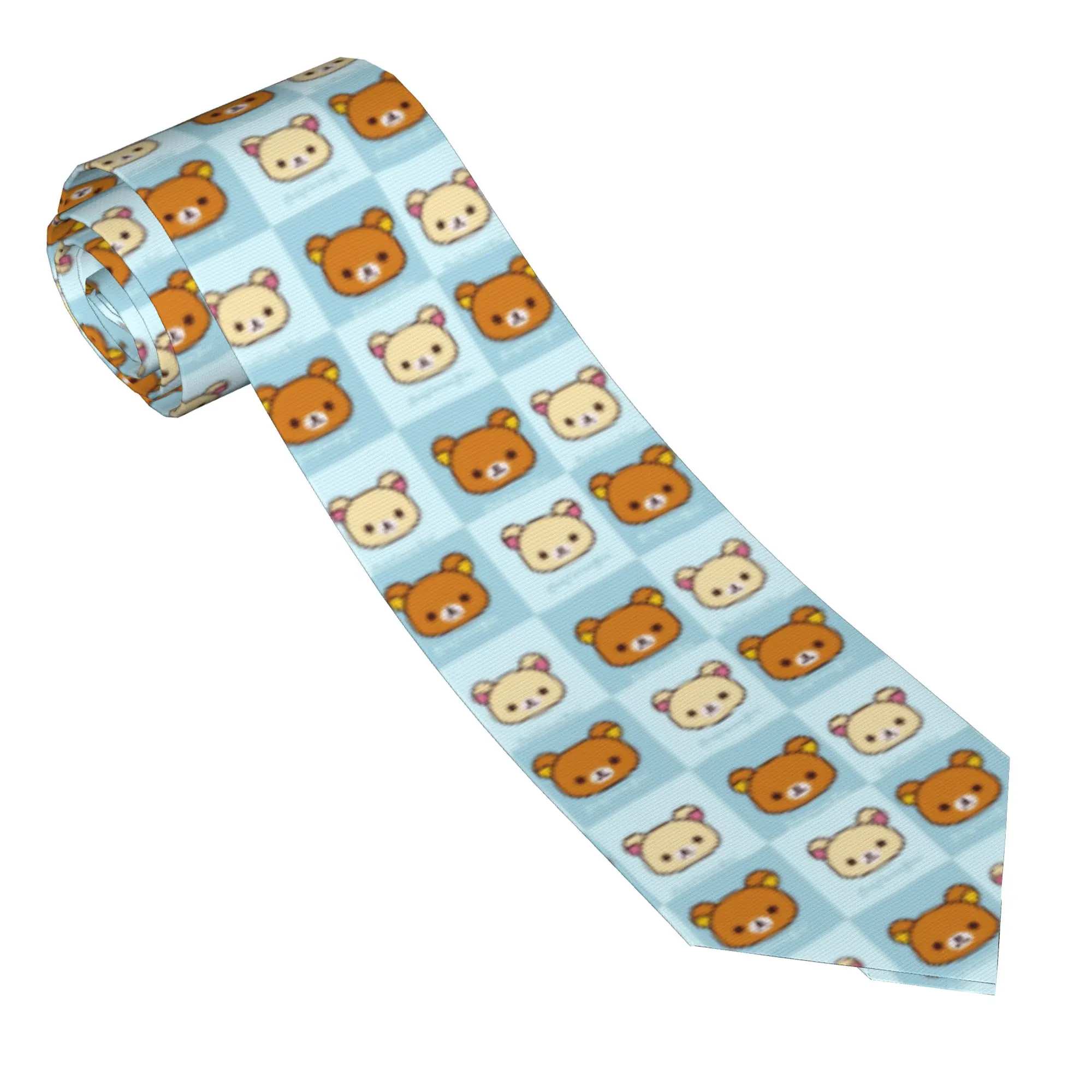 Rilakkumas Neckties Men Women Slim Polyester 8 cm Narrow Neck Tie Korilakkuma for Men Daily Wear Cravat Wedding Cosplay Props