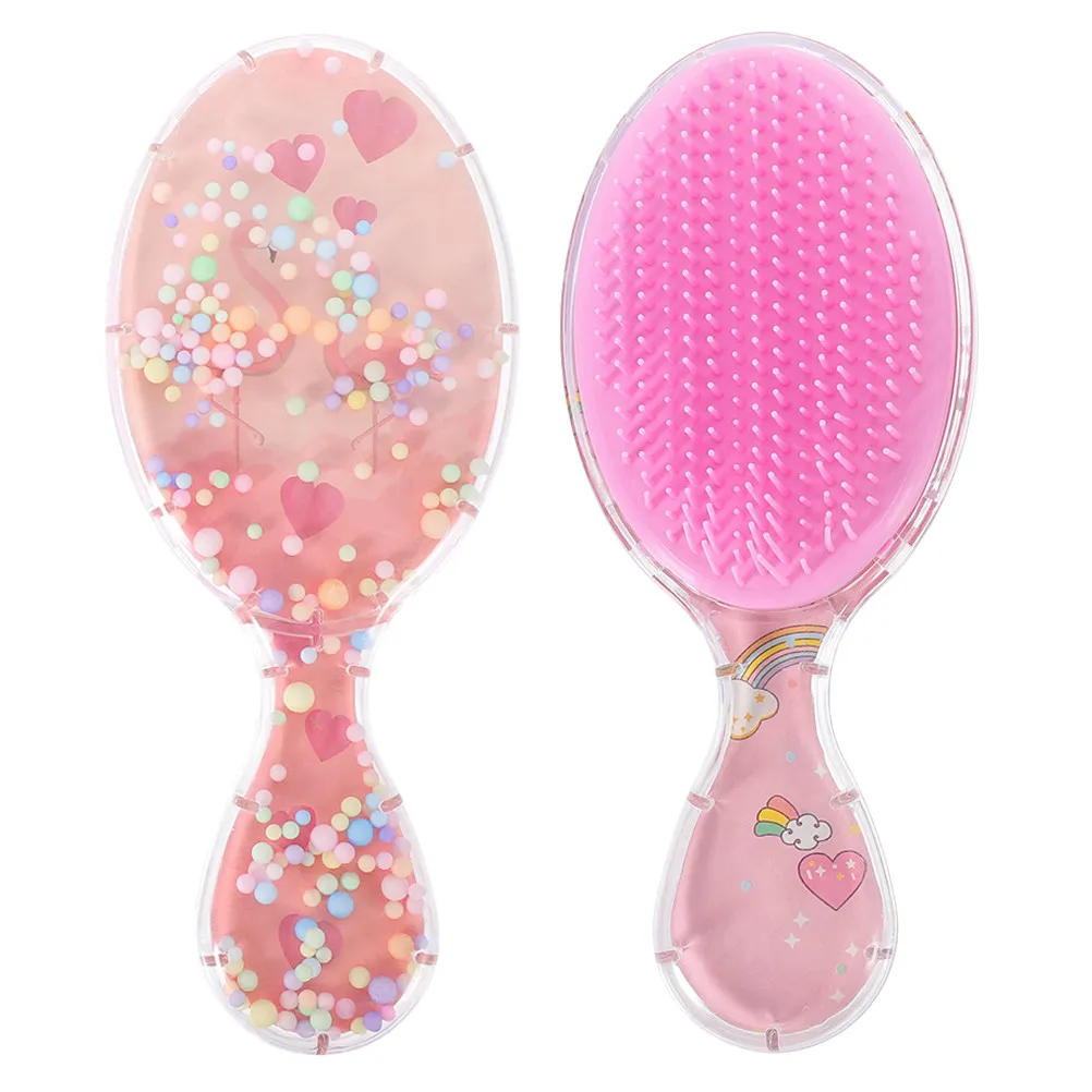2 Pcs Girls Hair Brush Glitter Comb Curly Cute Kid Heart for Toddler Detangler Baby