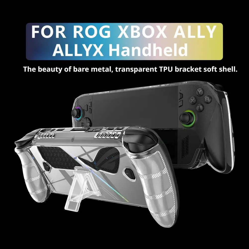 ل ROG Xbox Ally X يده مكافحة السقوط الغطاء الواقي جهاز بولي TPU حافظة شفافة غطاء كامل قوس عدم الانزلاق الملحقات