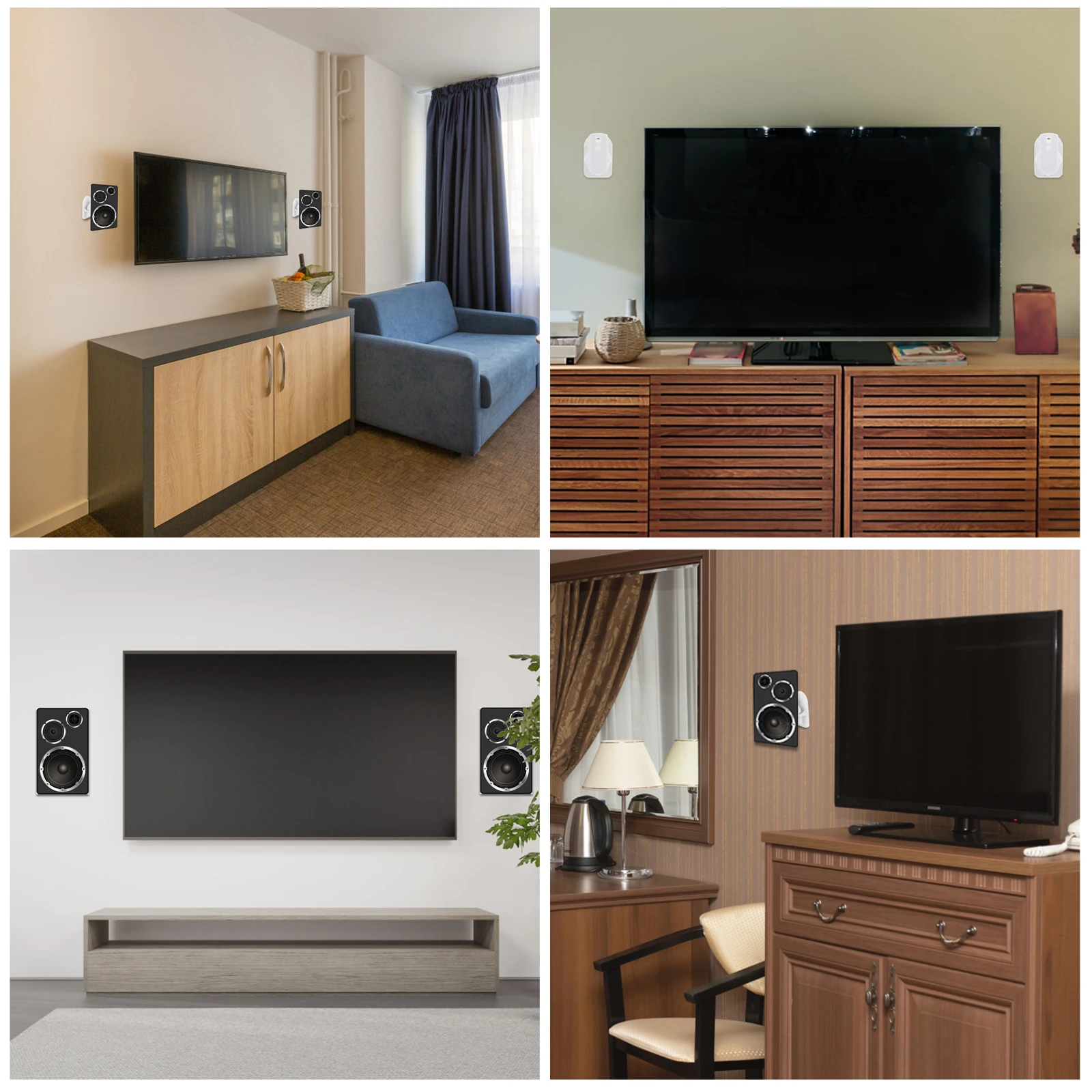 

2 Sets Speaker Wall Bracket Surround Sound Multiple Adjustment Swivel Tilt Mount Rack Strong Abs Plastic Home Office Bedroom Gym