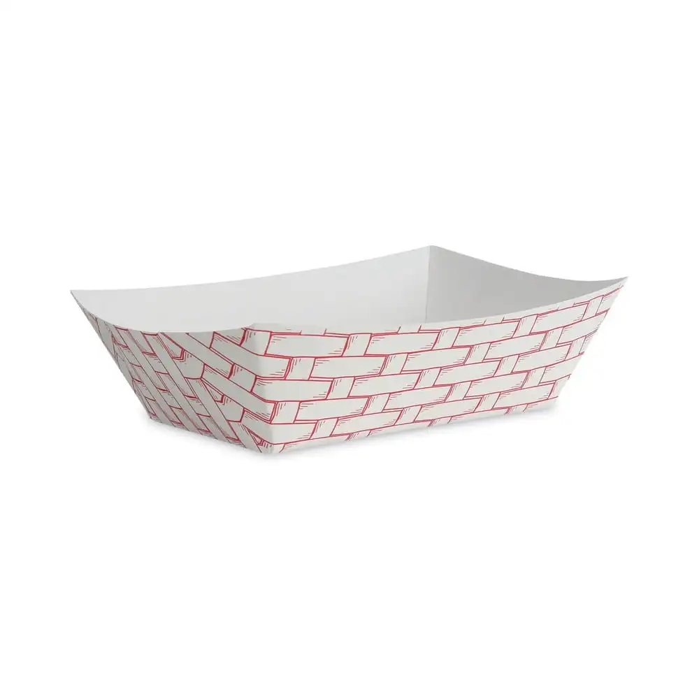 

Paper Food Baskets, 3 Lb Capacity, Red/White, 500/Carton Disposable Tableware