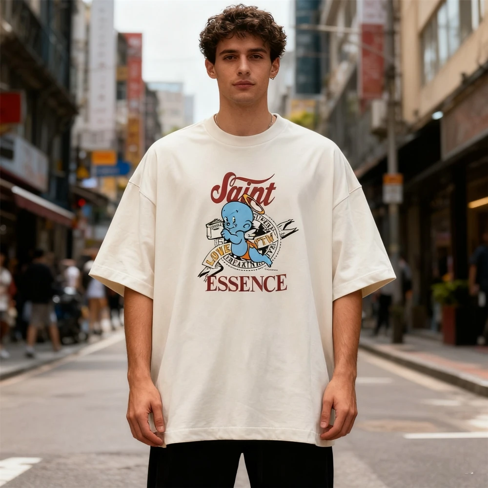

KUCLUT 1:1 SAINT Streetwear Luxury Brand Vintage Clothing Tops Summer Oversized Tee Casual Loose T Shirt Men Woman