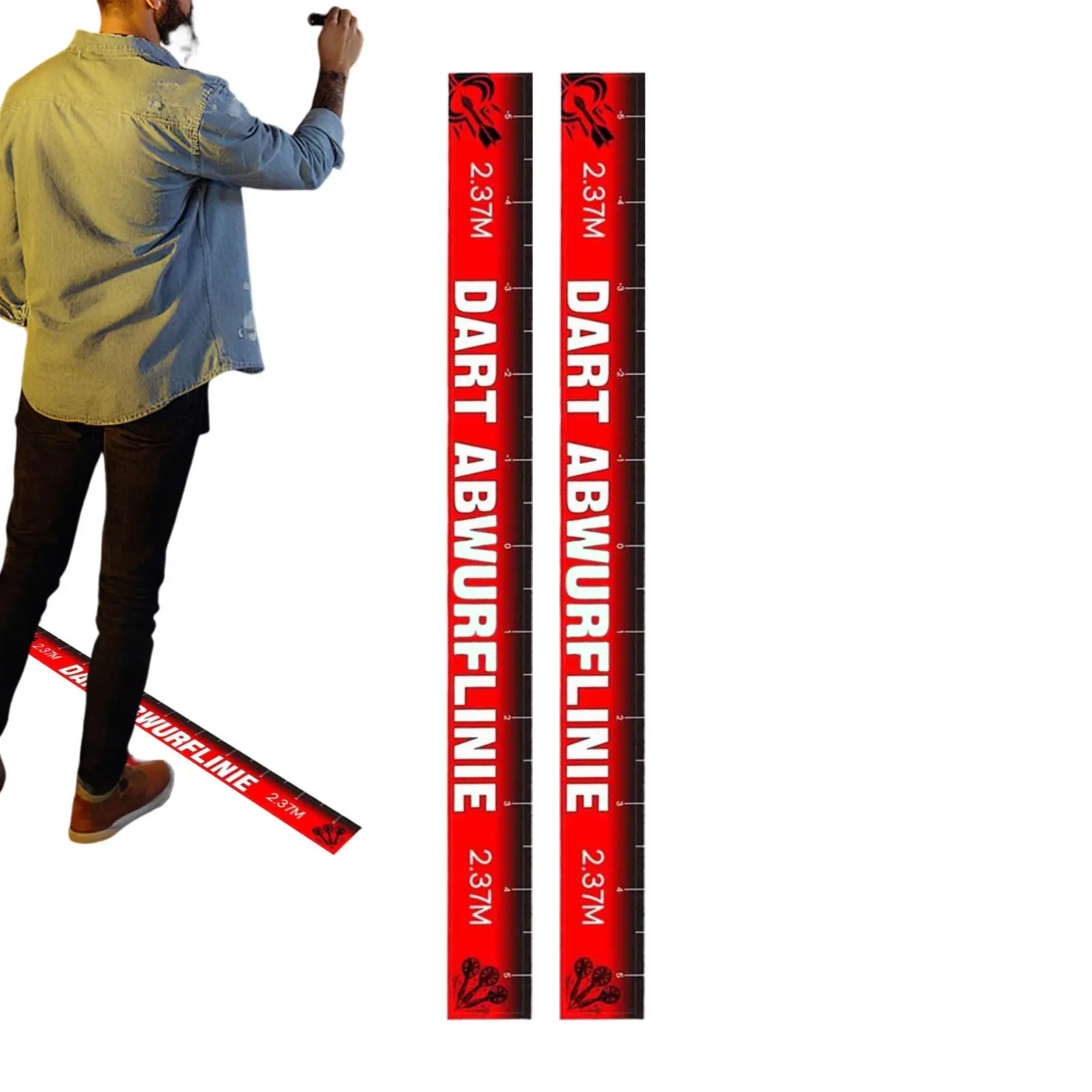 Dart Throw Line 2-Piece Dart Throw Toe Line Marker Floor Sticker Repositionable Tape Game Accessories for Bar Garage Office