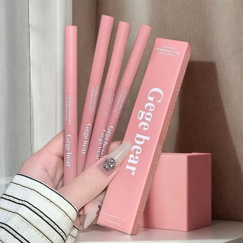 محدد عيون وهايلايتر ثنائي اللون 2 في 1 من Gege bear - قلم رصاص مثلث مقاوم للماء لتفتيح العين وتفتيح تحت العين