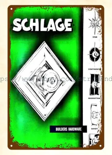 1959 Schlage Lock Boring Jigs tools metalwork woodwork metal tin sign home décor