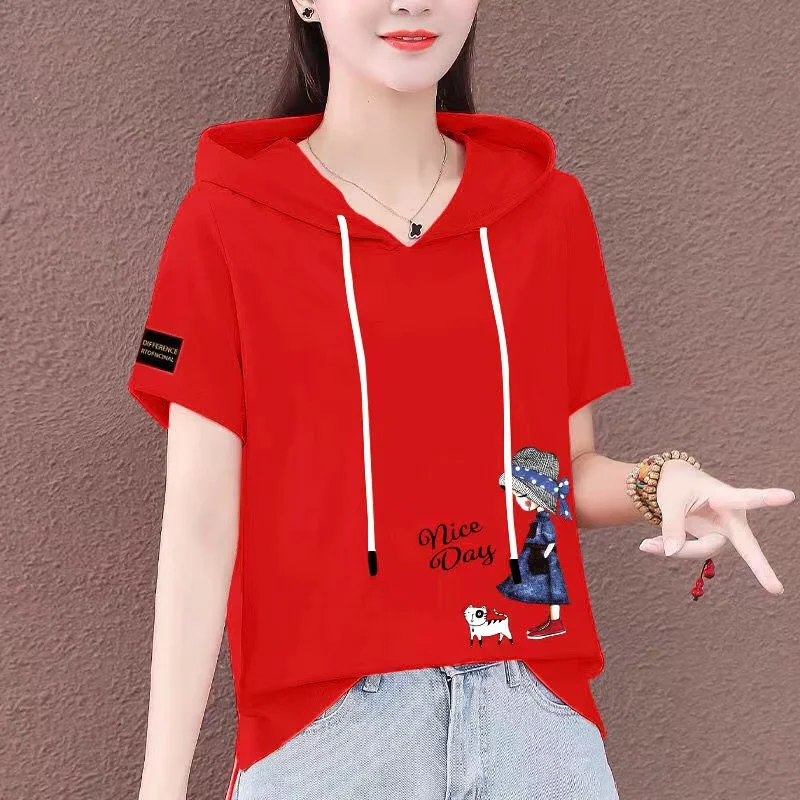 Pure Cotton Hoodie T-Shirt Women's Spring Summer Autumn Winter Seasonal Green Casual Style Korean Version Cartoon Pattern