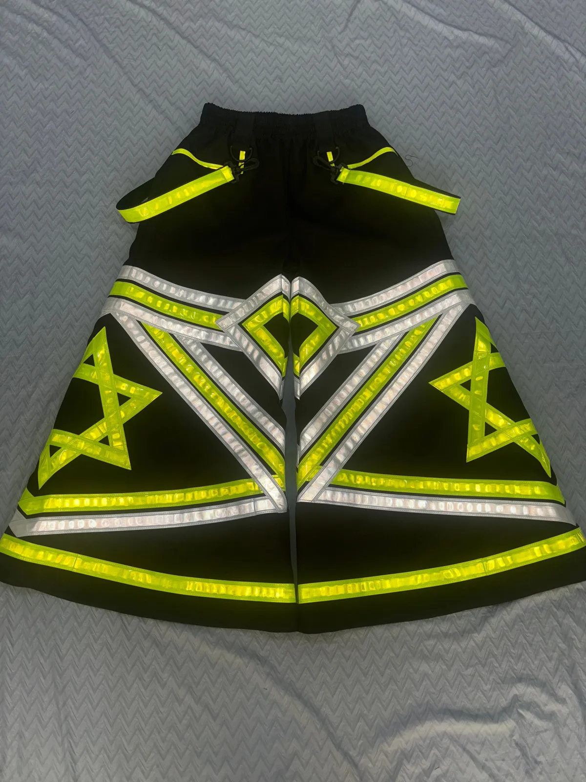 Pantalones Melbourne Shuffle Phat hechos a medida, diseño Ghost Walk, ideales para baile urbano y espectáculos, para mujer y hombre, con detalles reflectantes, pantalones de baile nuevos.
