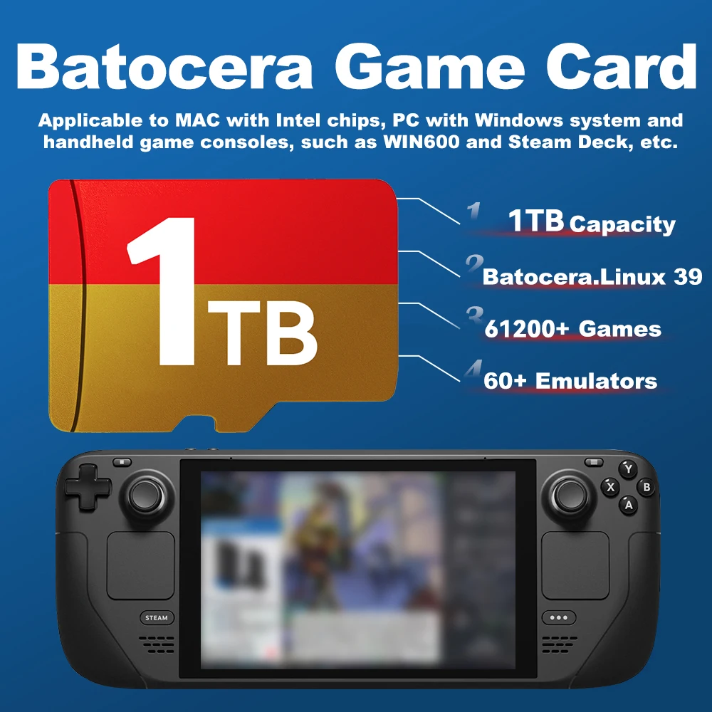 أحدث بطاقة TF لنظام Batocera 39 لسطح البخار/Windows PC/MAC/Win 600 المحمولة مع 61200+ ألعاب لـ PS2/PS1/PSP/MAME وما إلى ذلك