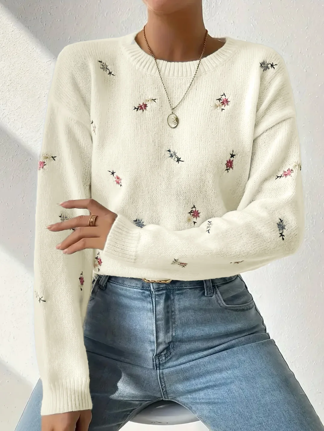 Yaminiya الخريف أزياء المرأة المطبوعة عارضة طويلة الأكمام محبوك سترة جولة الرقبة تنوعا التخسيس البلوز محبوك سترة #2