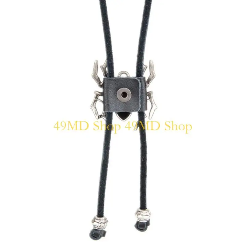 49MD 3D Spiders Buckle Bolo Tie for Men Women Bridegroom Wedding Necklace Western Cowboy Necktie Bolo Tie for Shirt